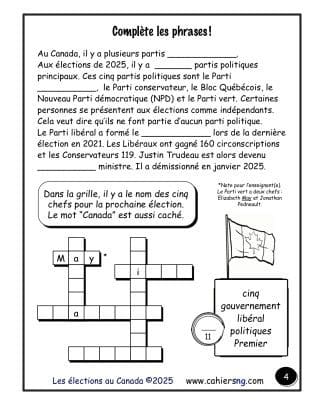 Les élections - (5e/6e) - Complète les phrases !