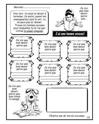 C’est quoi un verbe ? (imparfait et passé composé) – (5e/6e) - Une bonne excuse !