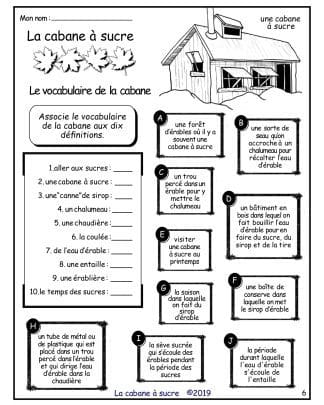 La cabane à sucre - Vocabulaire
