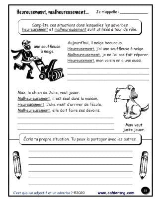 C'est quoi un adjectif et un adverbe? (5e/6e) - Heureusement