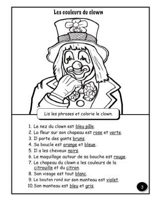 Les couleurs – (3e/4e) - Le clown