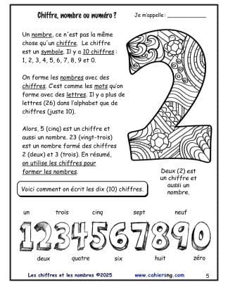 Les chiffres et les nombres – Core French – (4e/5e) - Différence !