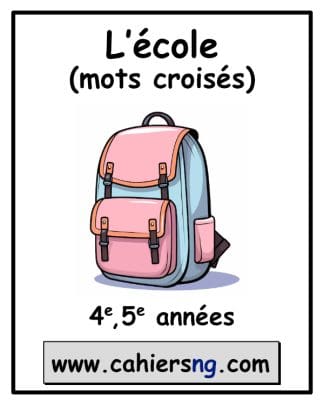 Mots croisés sur l'école - (4e et 5e)