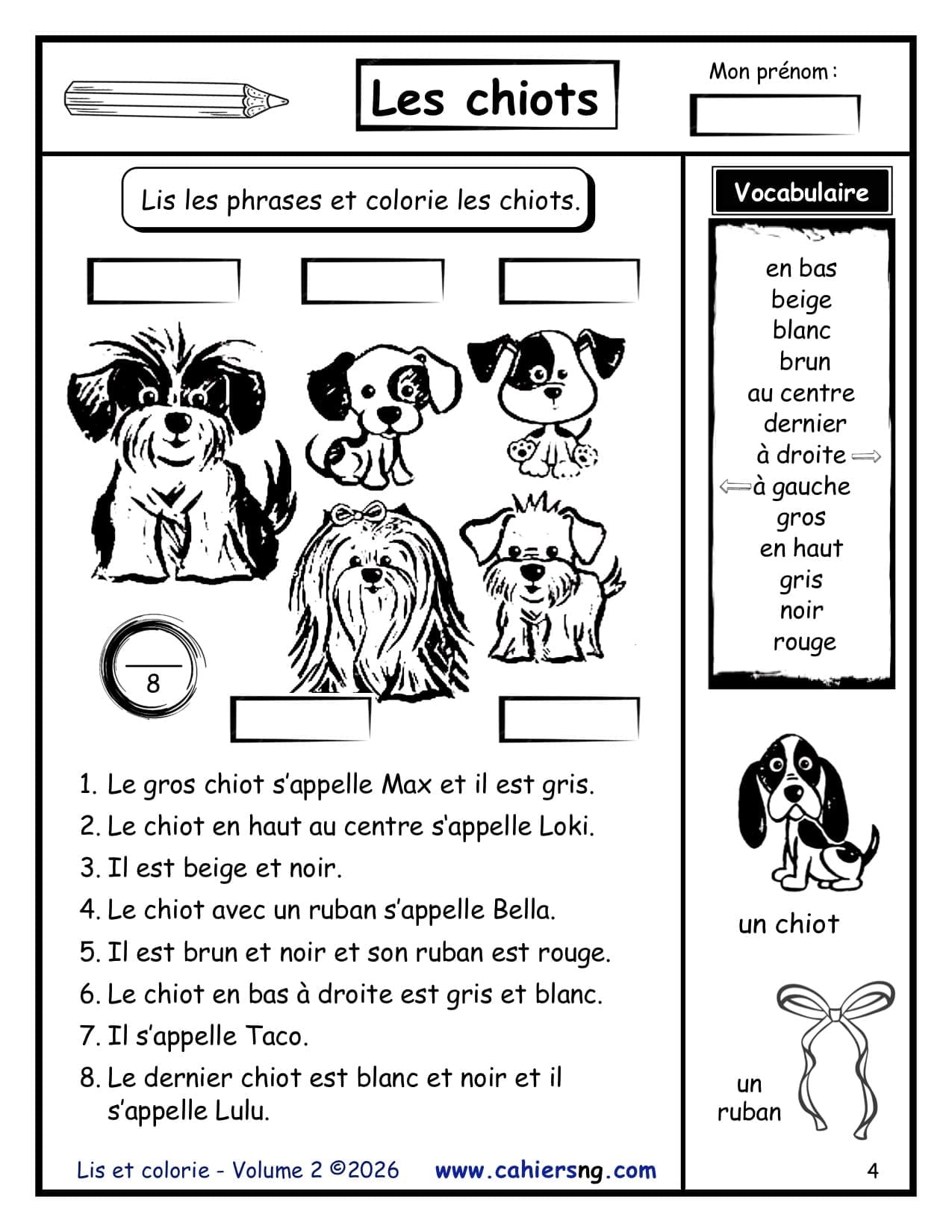 Lis et colorie ! - Volume 2 - Les chiots