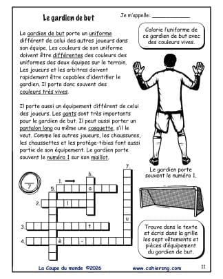 La Coupe du monde (5e/6e) - Foot, soccer ou football ? – Le gardien