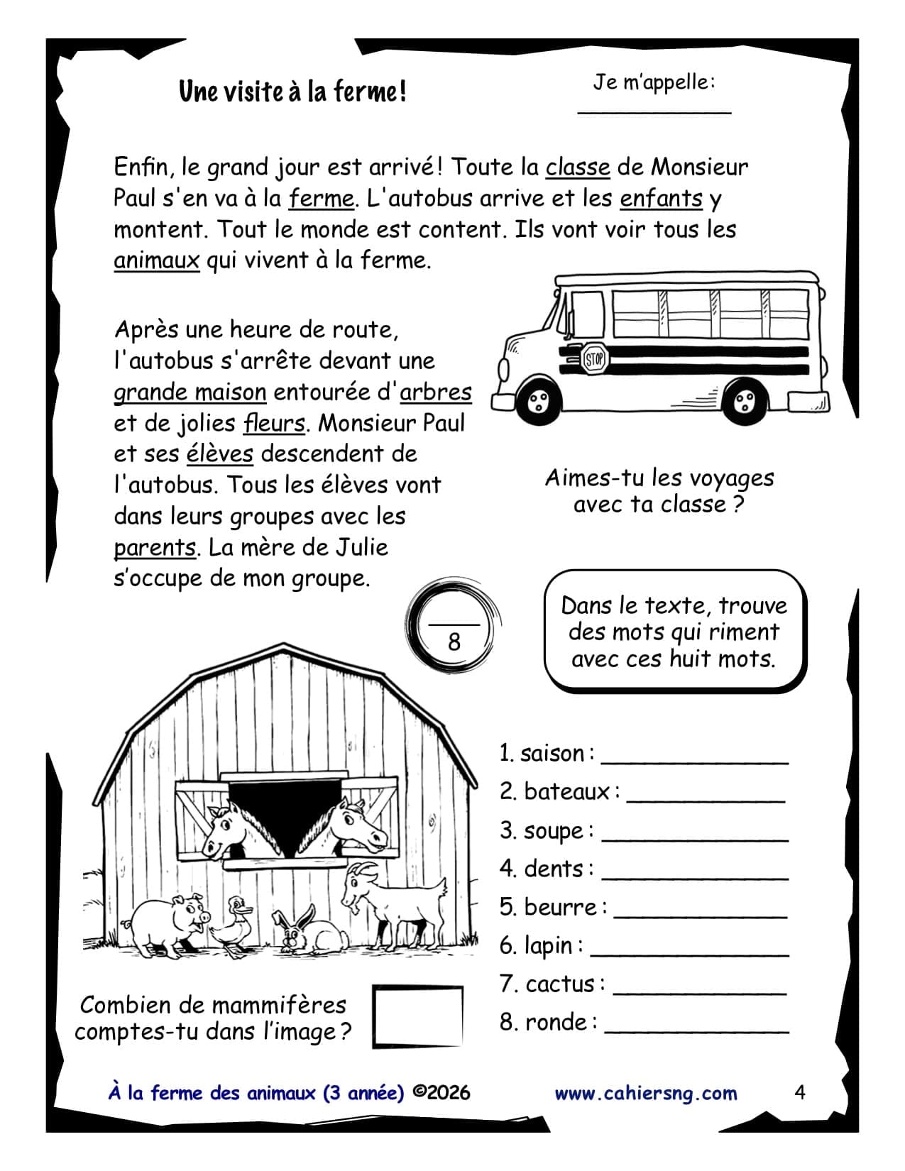 À la ferme des animaux (2e/3e) - La visite